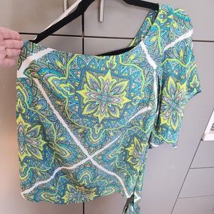 NWT ALICE & TRIXIE ANTHROPOLOGIE 100% SILK ONE SHOULDER TOP W/BELT - SM